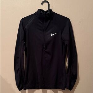 Nike Black Quarter-Zip Jacket with White Swoosh
